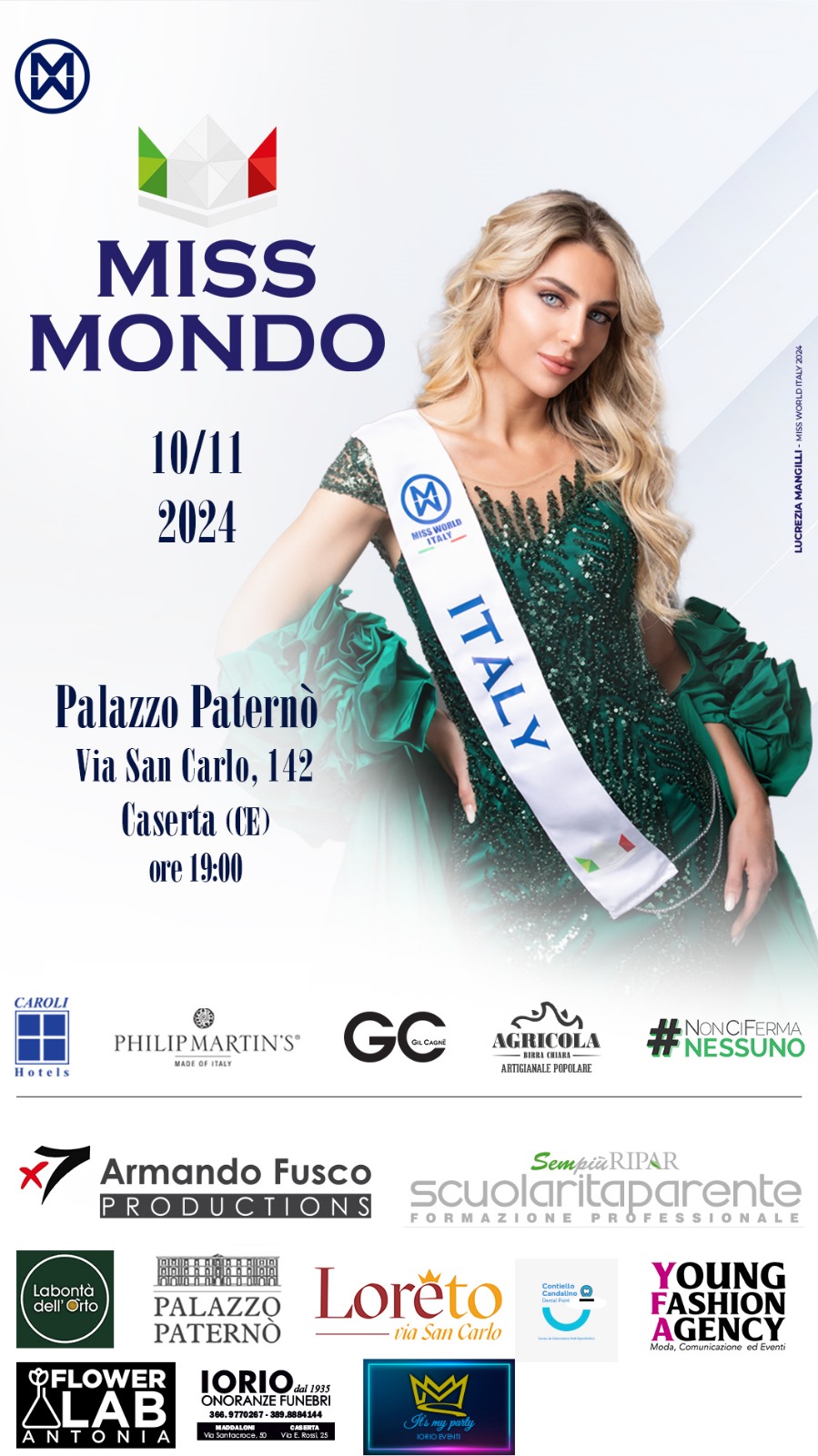 Miss Mondo Campania 2024: a Palazzo Paternò trionfa Antonella Caruso